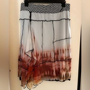 CRISCA Chic Asymmetrical Skirt with Striped Waistband Size 38